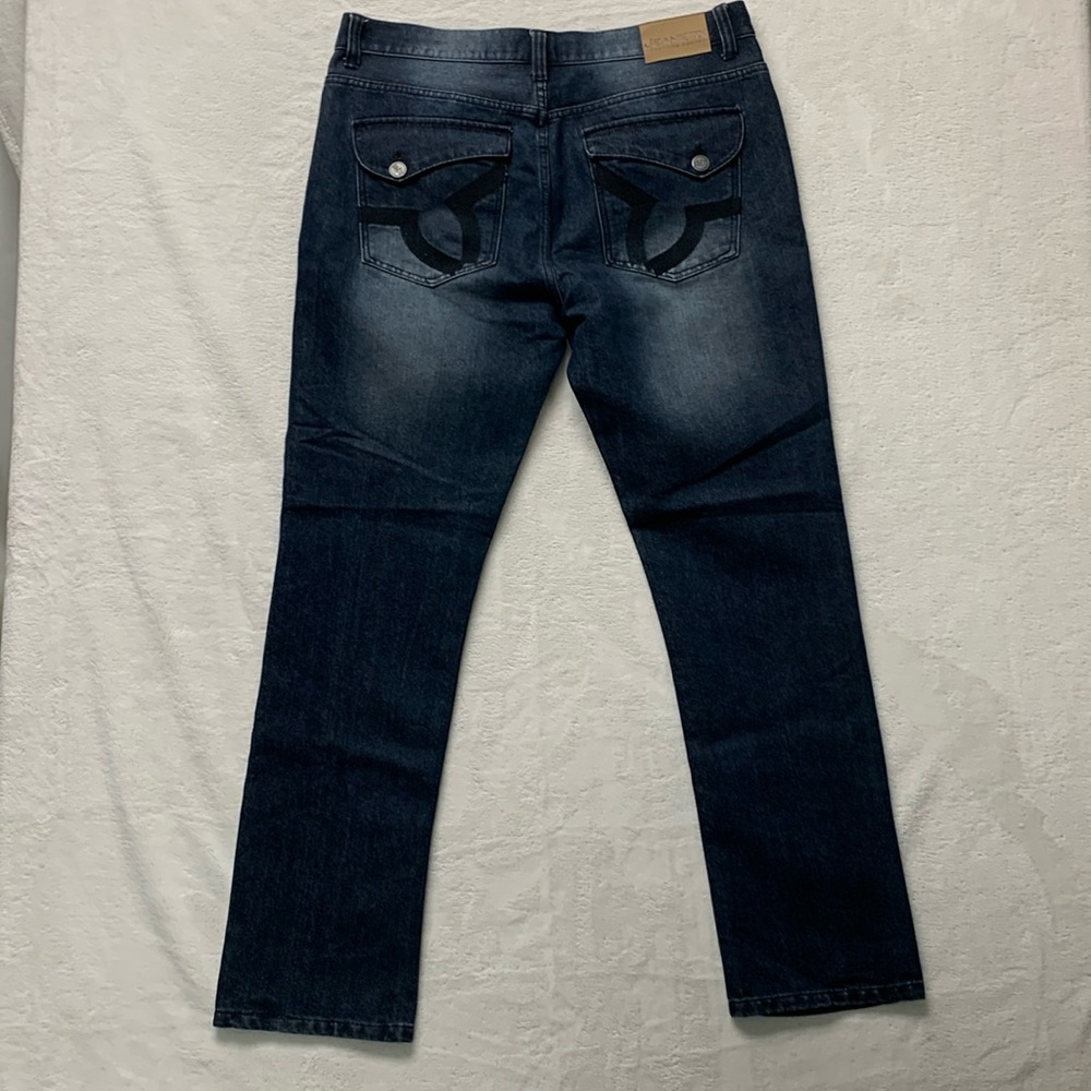 Jeanetix Men dark Blue Straight Leg Fit 5-Pocket Denim Jeans 36 X 34